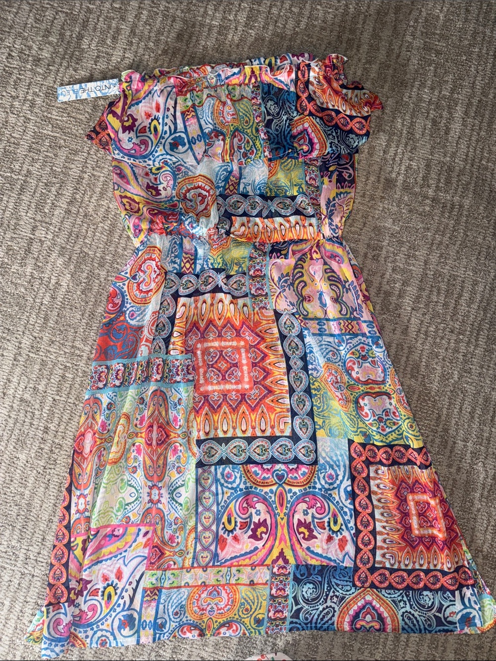NEW Into the Bleu strapless dress swimsuit cover up sheer large Rod Beattie NWT